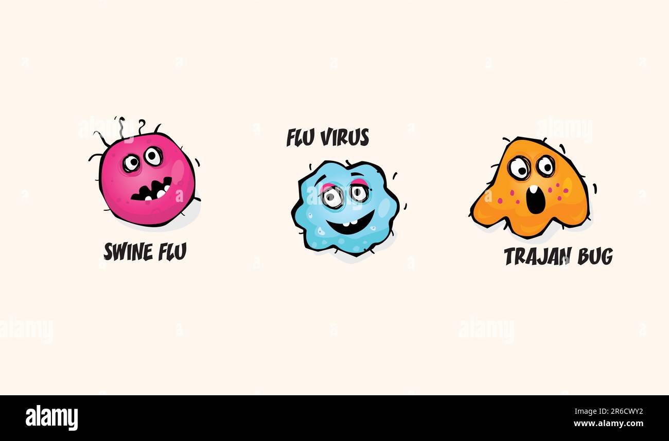 Germi di influenza suina, virus informatico e virus influenzale. Illustrazione vettoriale. Illustrazione Vettoriale Germi di influenza suina, virus informatico e virus influenzale. Illustrazione vettoriale. Illustrazione Vettoriale