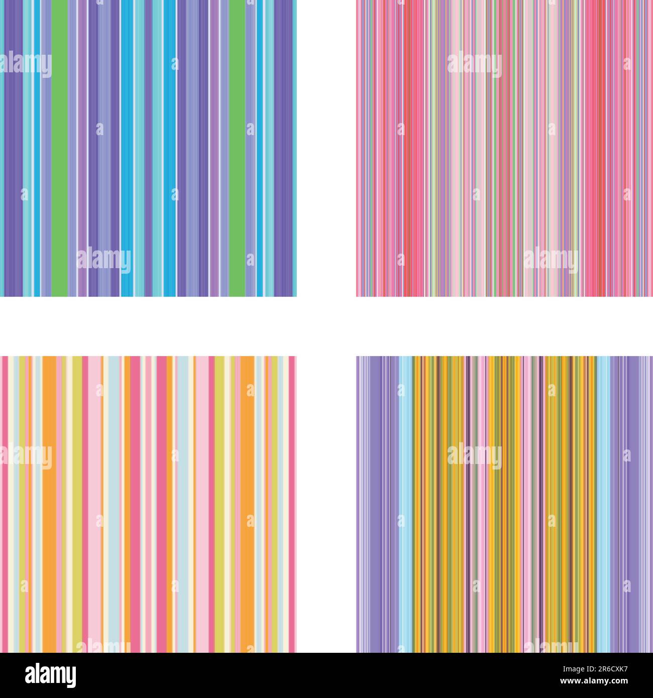 Quattro motivi a strisce vettoriali retrò (senza cuciture) in colori brillanti Illustrazione Vettoriale