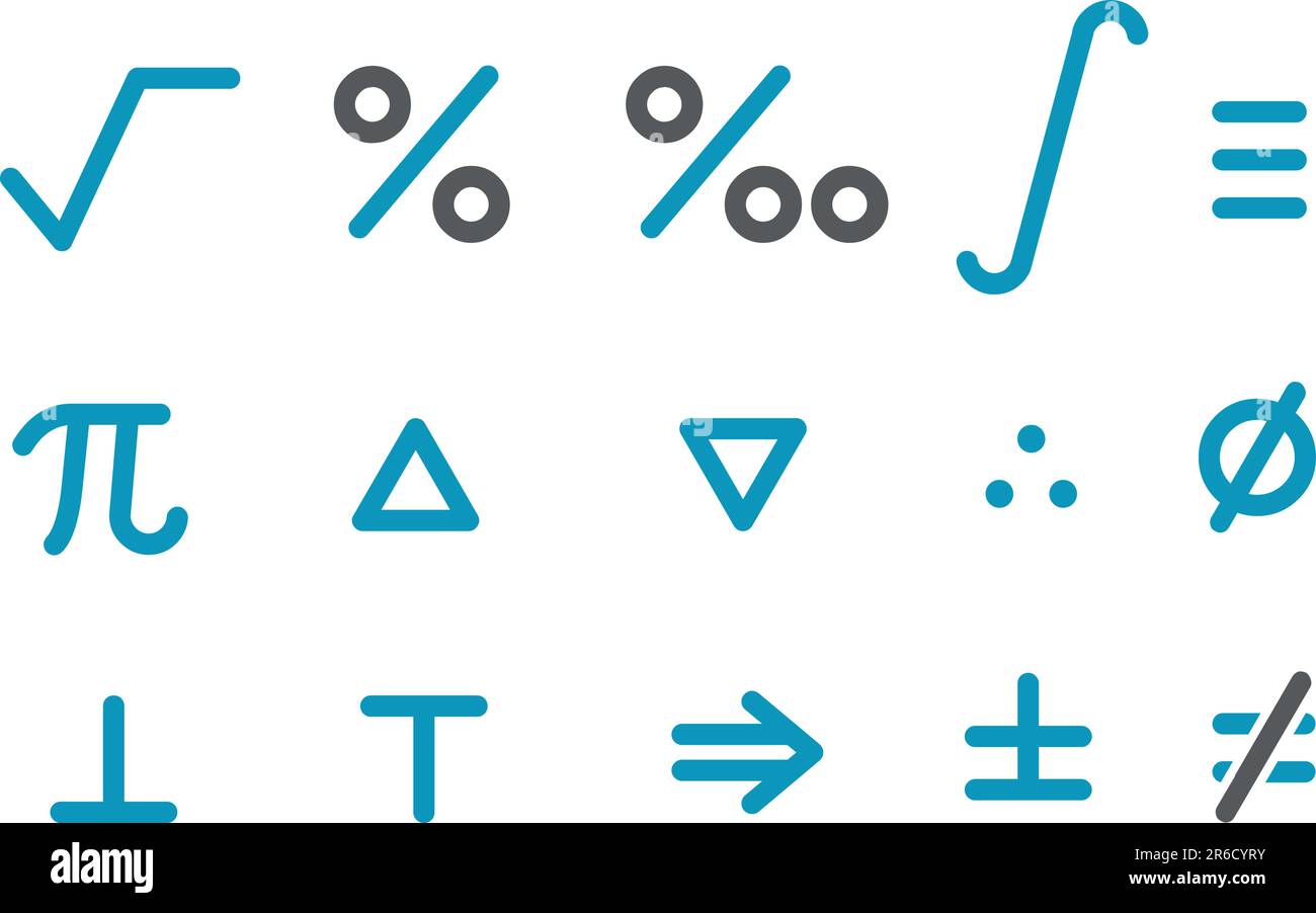 Pacchetto icone vettoriali - serie blu, raccolta matematica Illustrazione Vettoriale