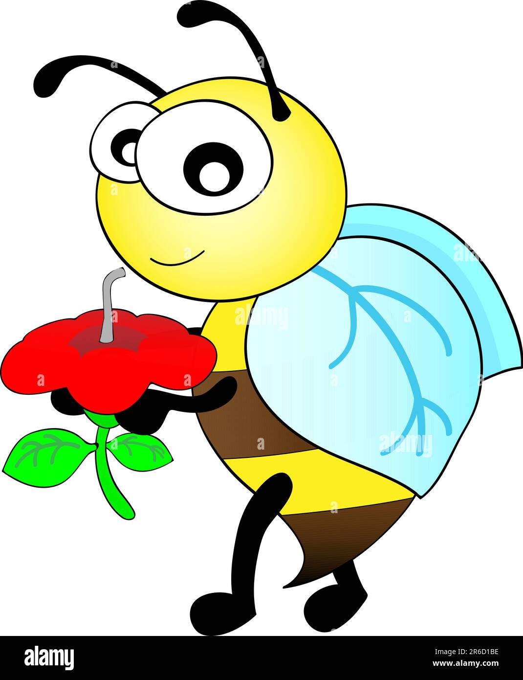 illustrazione vettoriale di un'ape carina che sorseggia un fiore Illustrazione Vettoriale