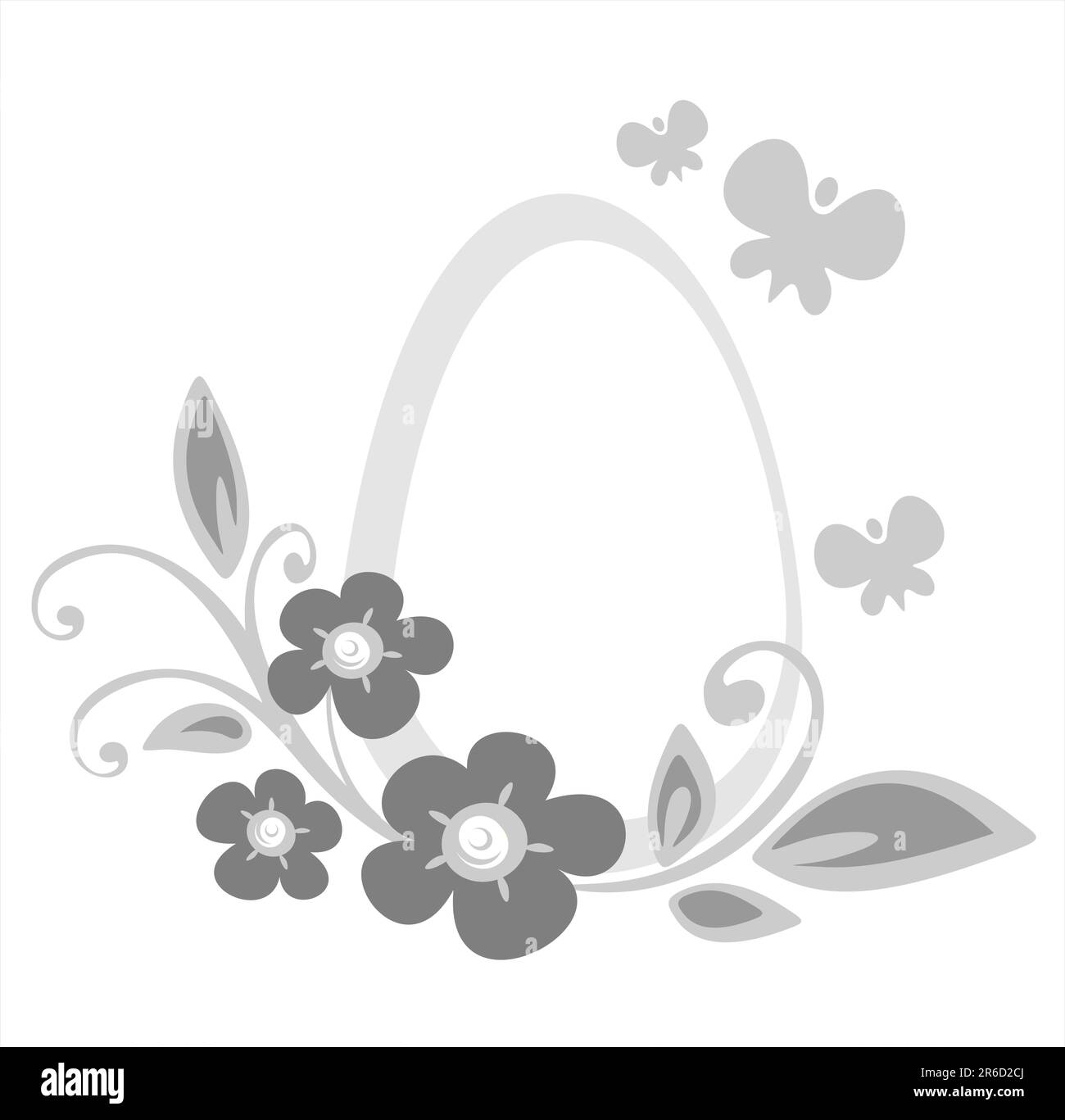 Ornate l'uovo di pasqua e i fiori su sfondo bianco. Illustrazione Vettoriale