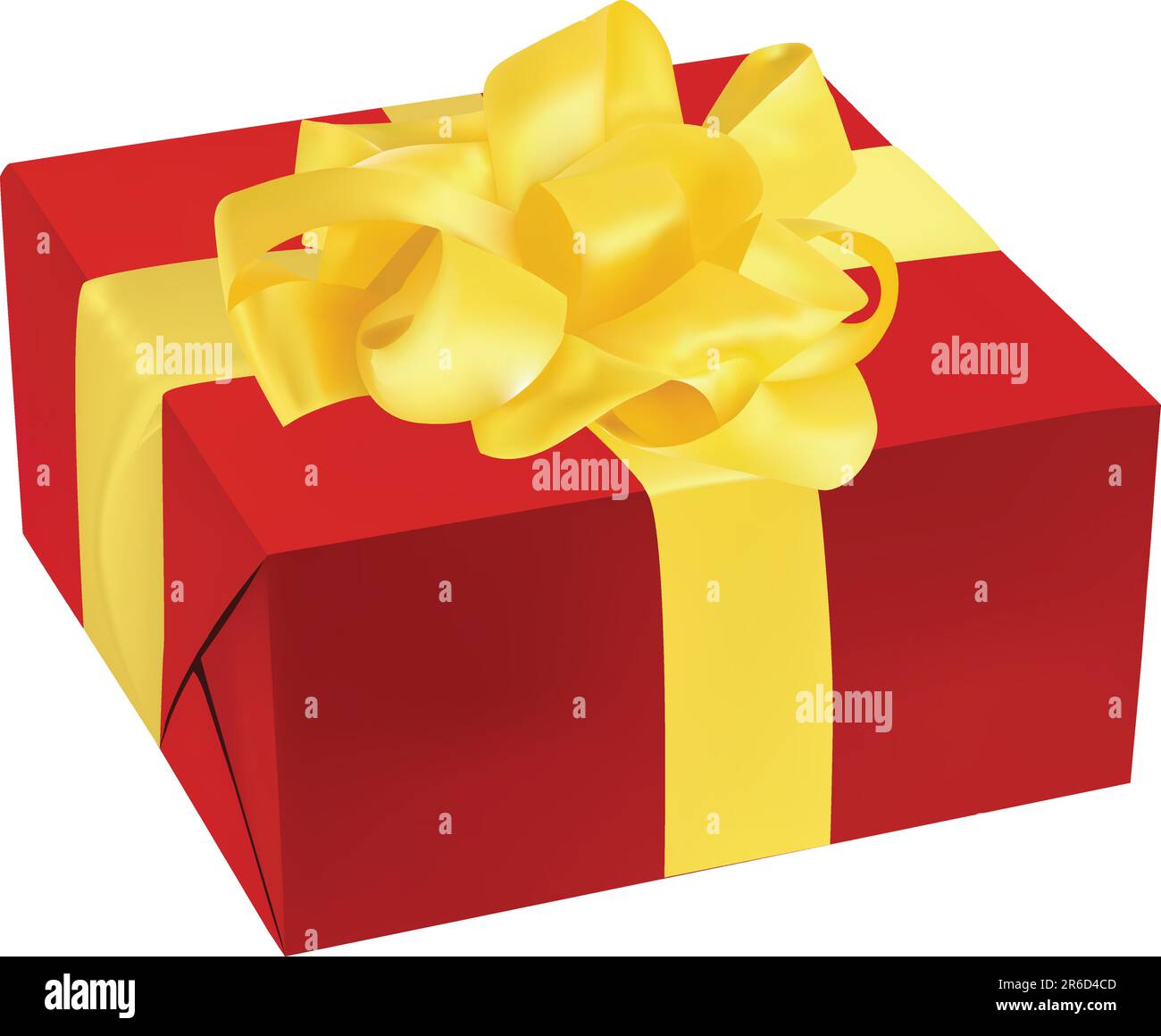 illustrazione vettoriale della confezione regalo rossa nastro dorato Illustrazione Vettoriale