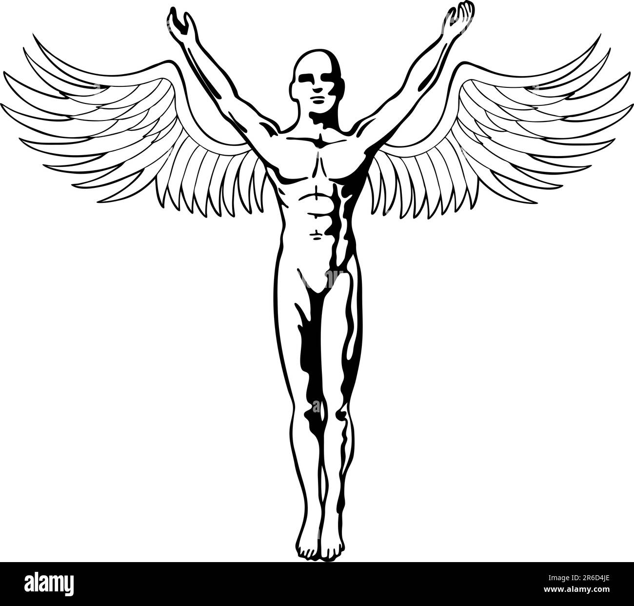 Immagine di un angelo con le braccia aperte. Illustrazione Vettoriale