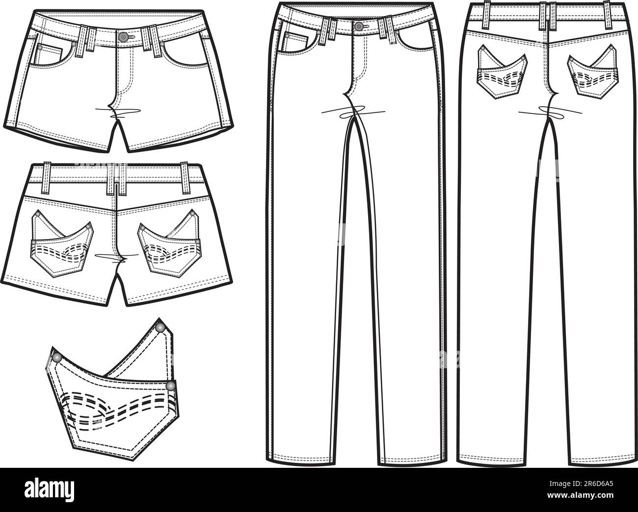set di pantaloni e pantaloncini da donna Illustrazione Vettoriale