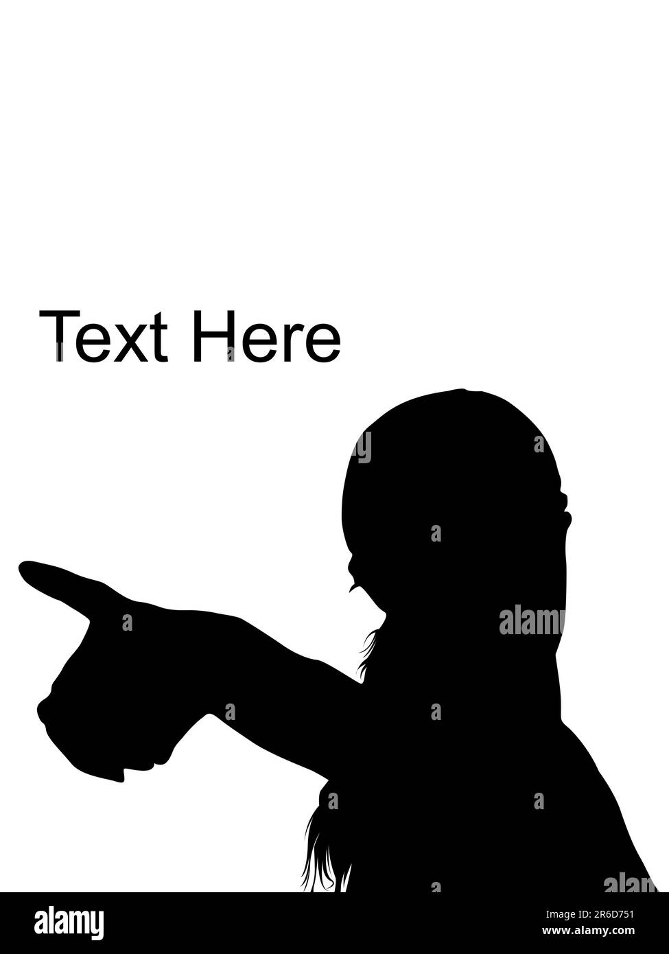 giovane donna che punta il lato su sfondo bianco Illustrazione Vettoriale