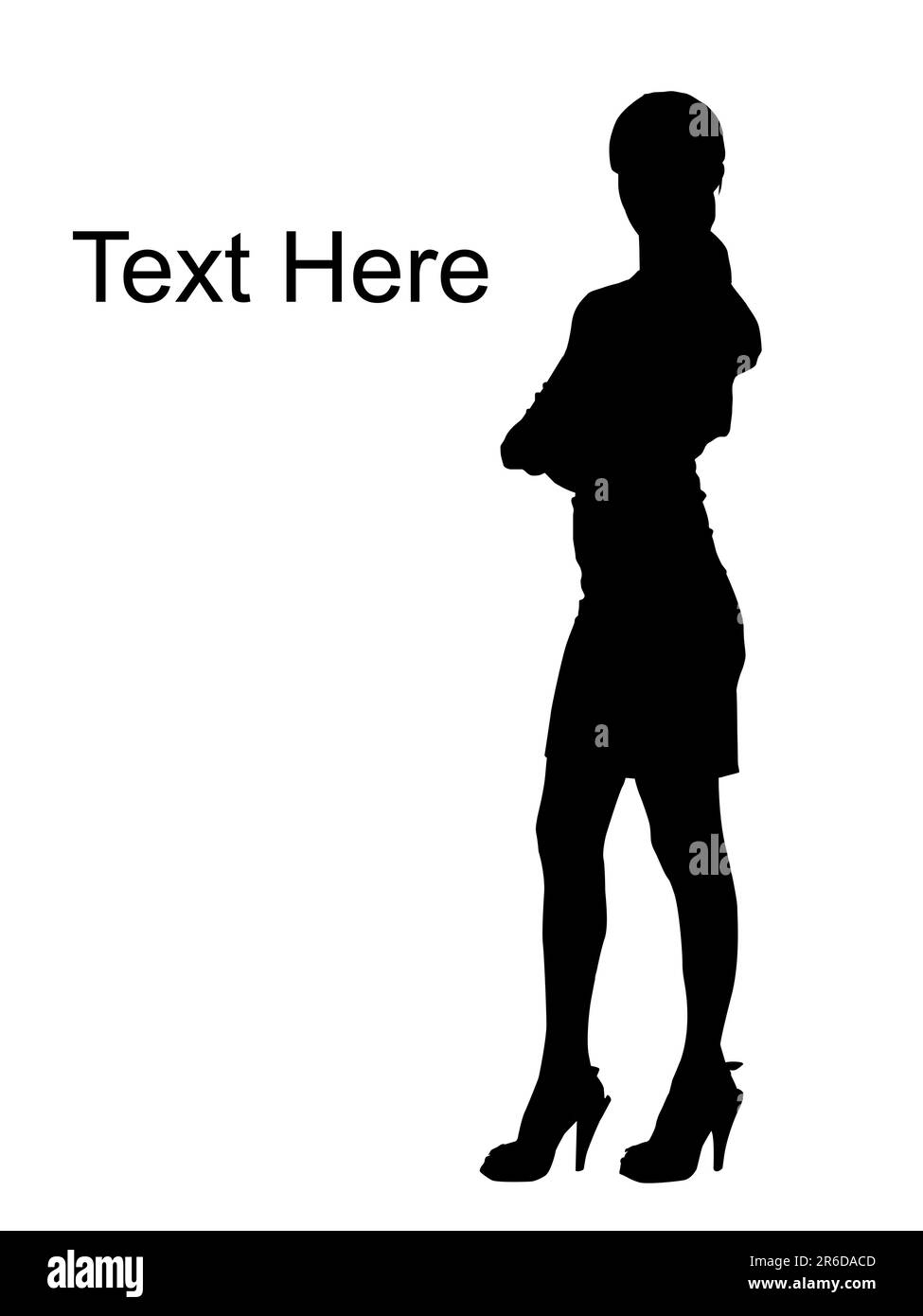 vista laterale di una giovane bella donna in piedi Illustrazione Vettoriale