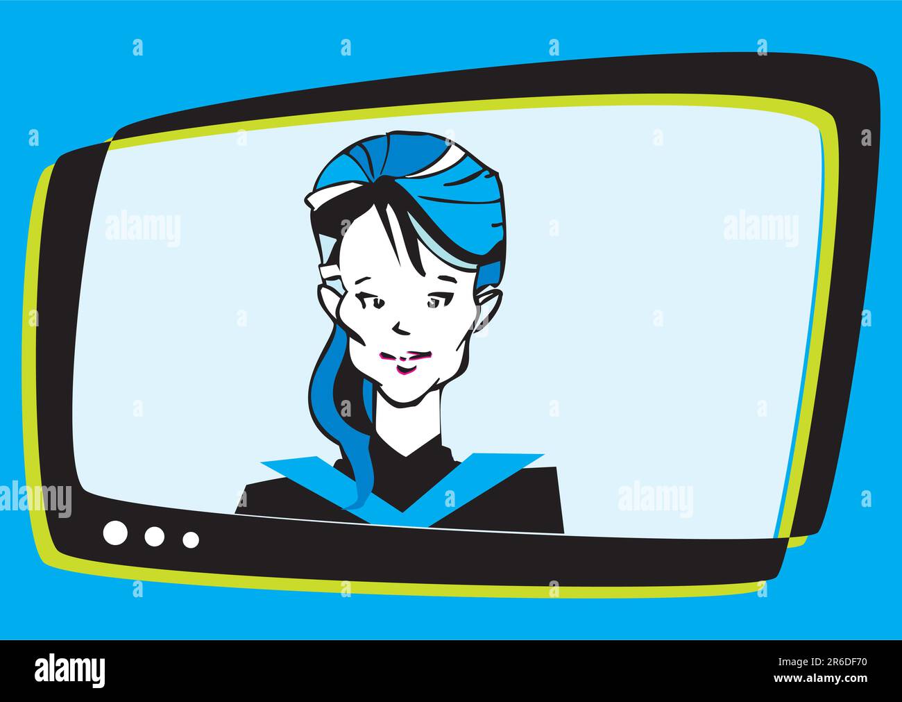 altoparlante su schermo - stile cartone animato per le telecomunicazioni Illustrazione Vettoriale