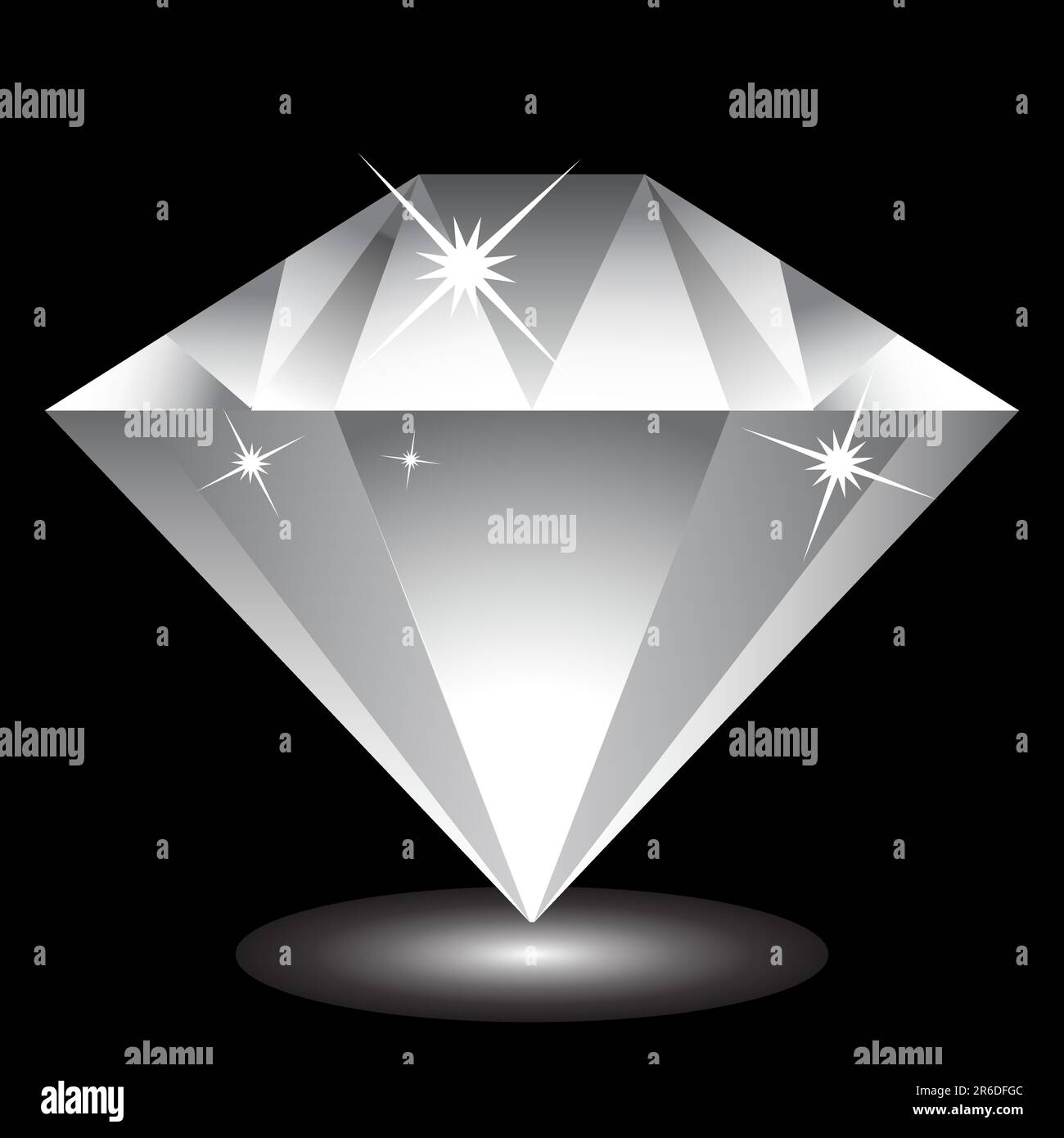 Immagine 3D di un diamante perfetto. Illustrazione Vettoriale