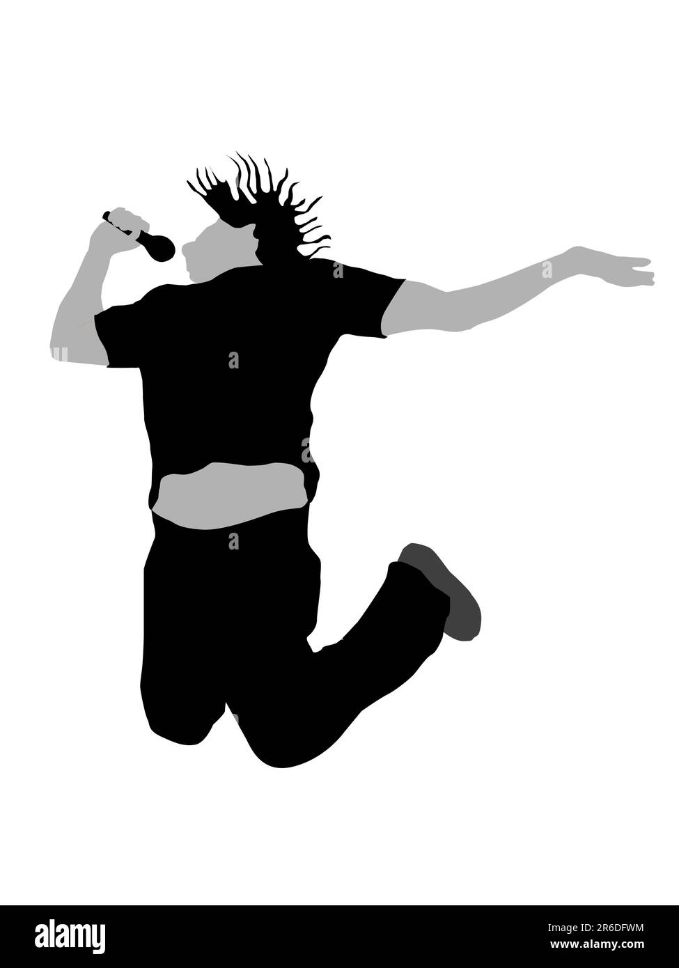 uomo cantante e salta su uno sfondo isolato Illustrazione Vettoriale