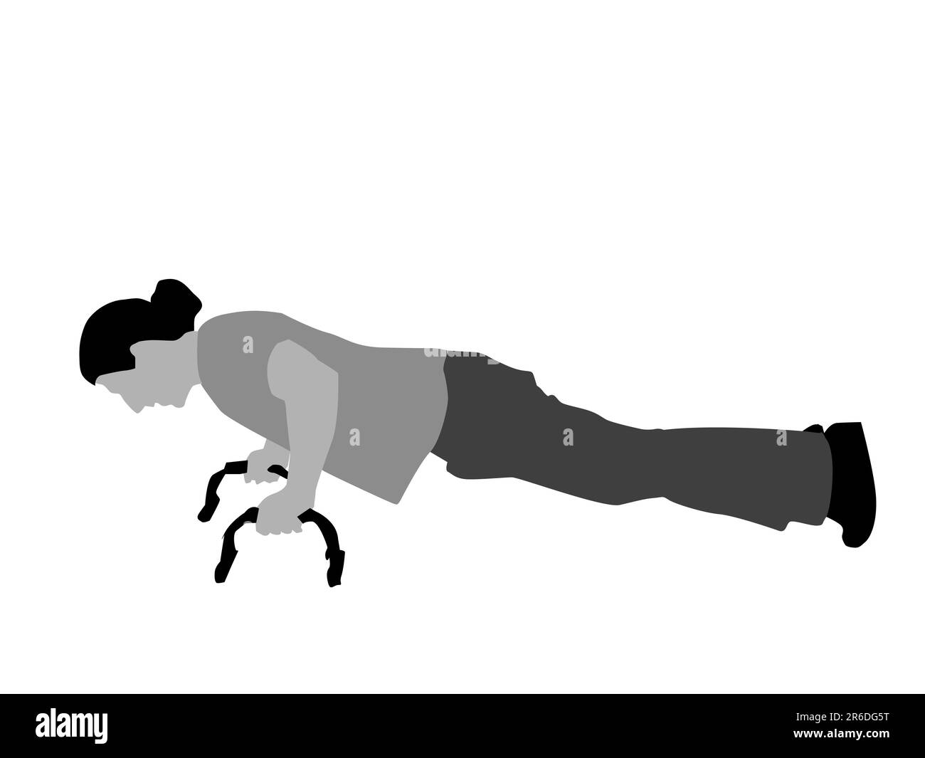 installatore che esegue push-up su sfondo isolato Illustrazione Vettoriale