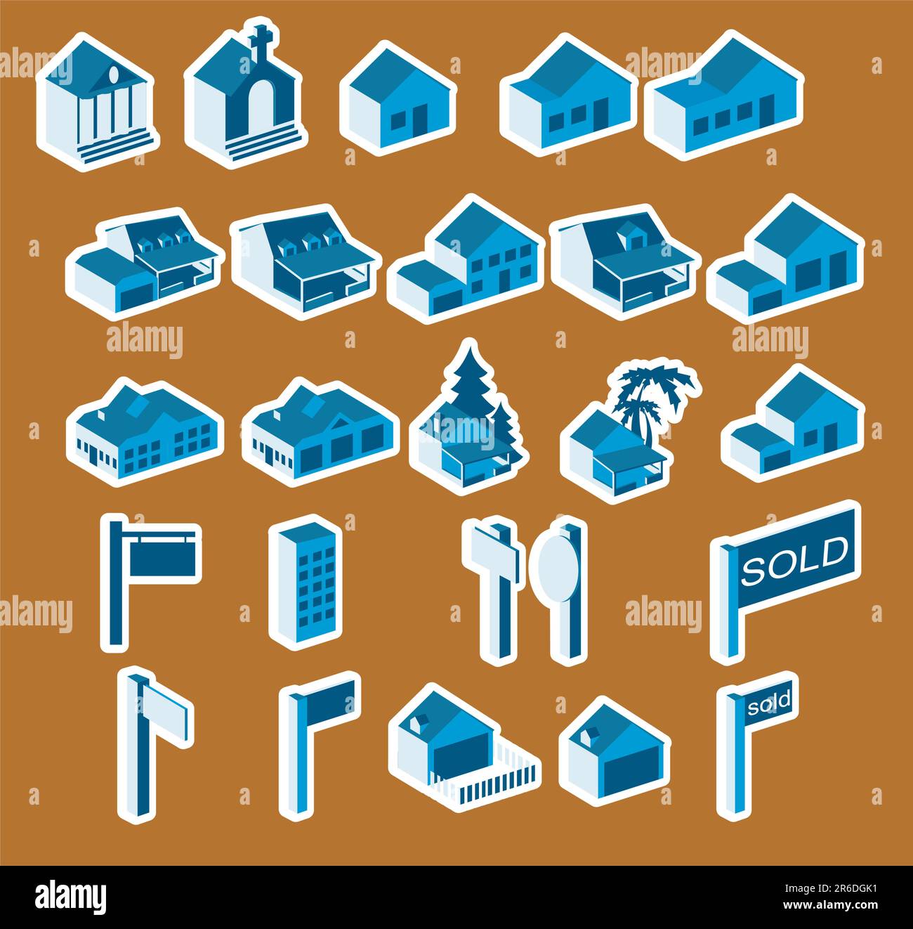 Real estate icona impostare Illustrazione Vettoriale