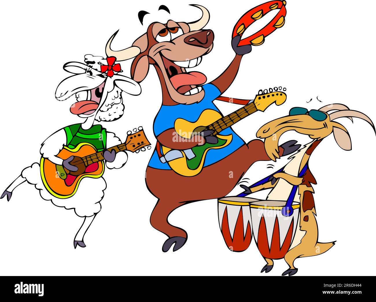 Illustrazione di una band musicale per cartoni animati. Illustrazione Vettoriale