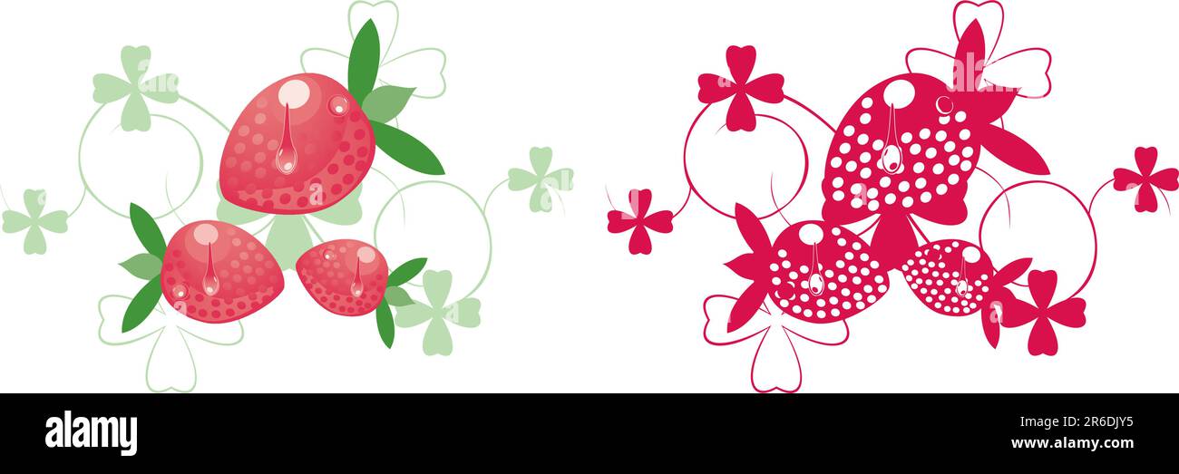 design a due versioni con motivo a fragola. Illustrazione Vettoriale