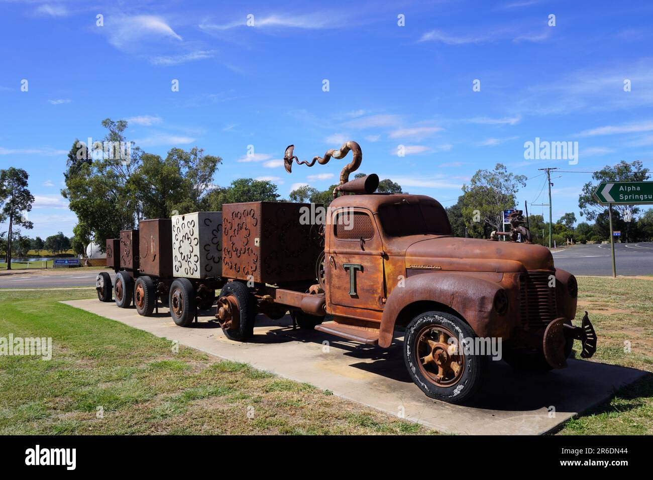 Scultura selvaggia e boscosa di Christopher Trotter alla periferia di Tambo, Queensland Foto Stock