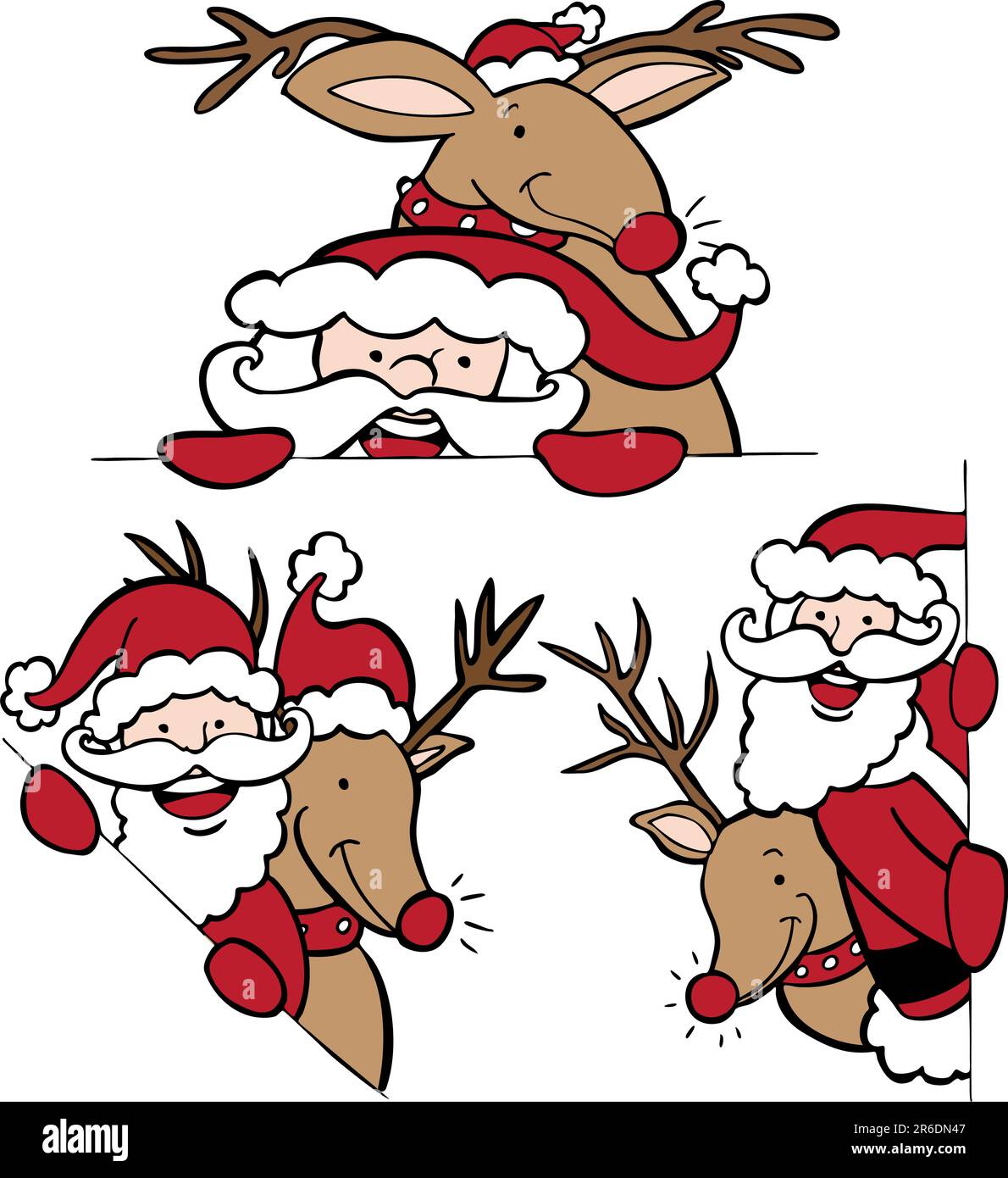 Bordo di Natale con Babbo Natale e le renne. Illustrazione Vettoriale