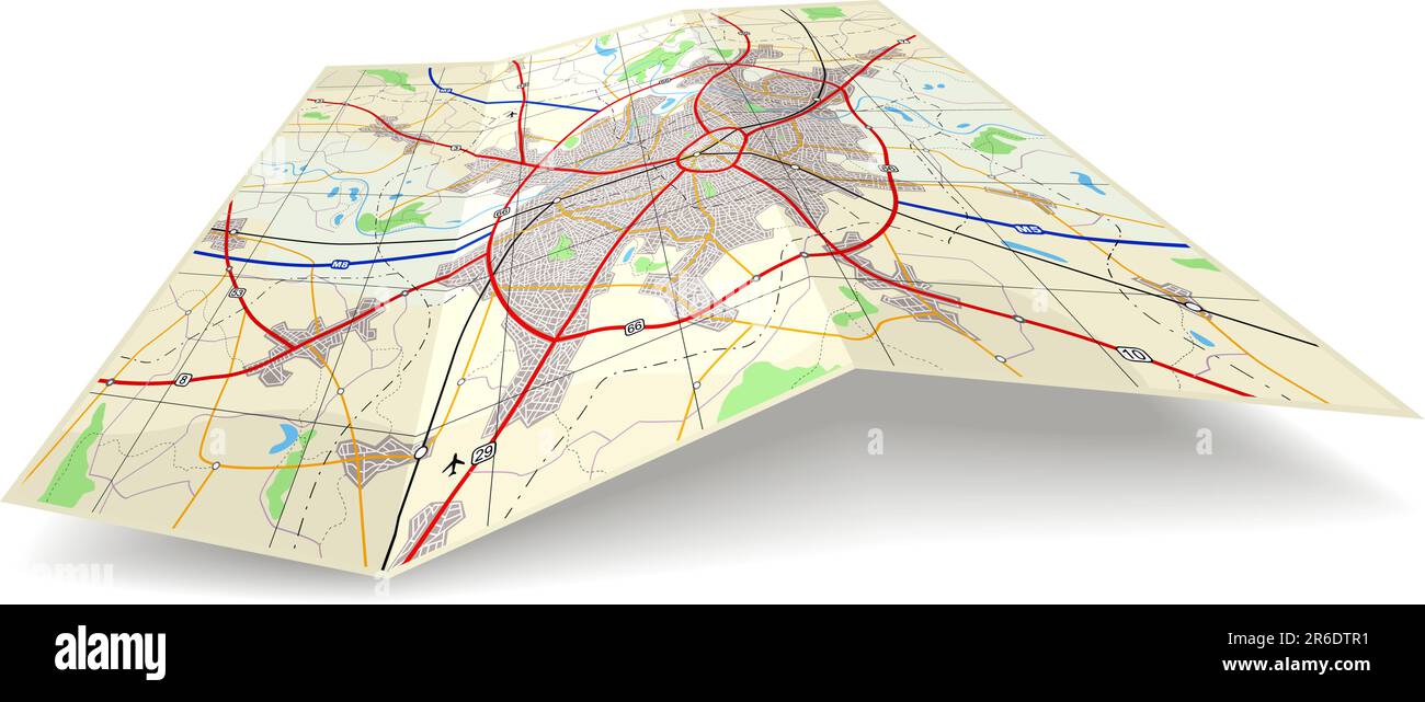 Dettagliata vettoriale modificabile mappa di piegatura con i nomi di n. Illustrazione Vettoriale