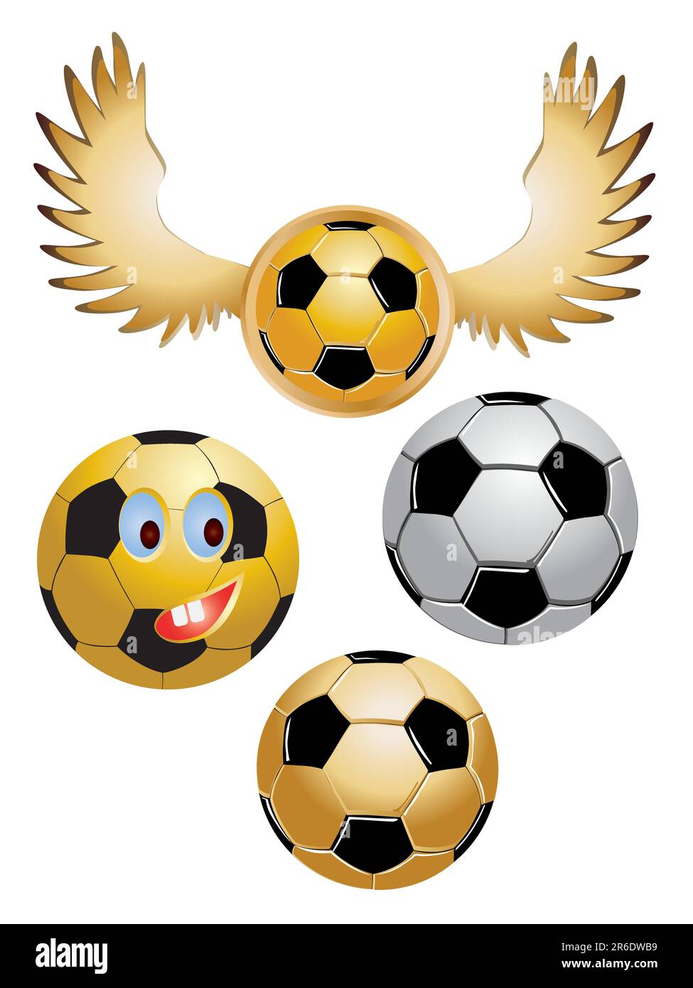 Immagini vettoriali del pallone da calcio. Illustrazione Vettoriale