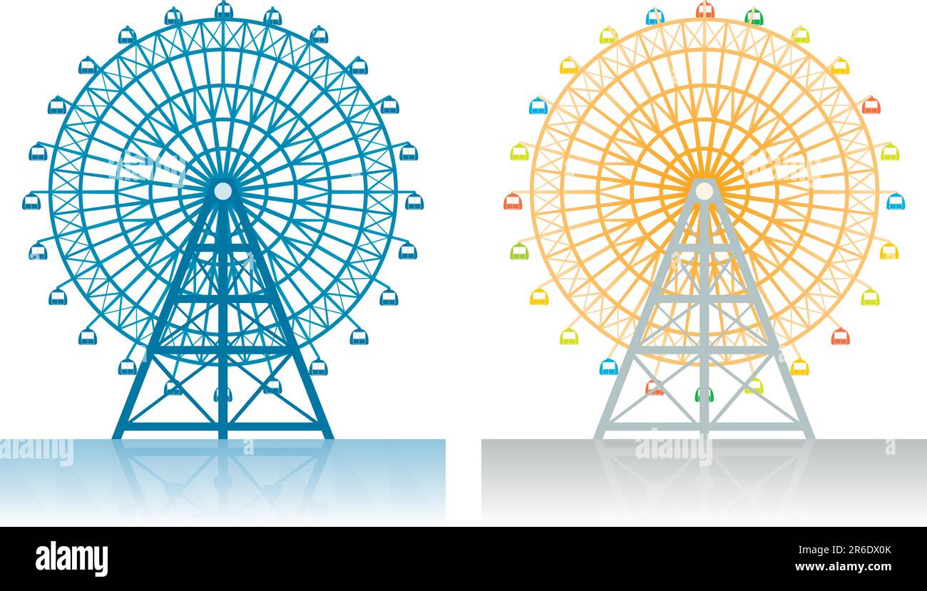 ruota panoramica a due colori. Illustrazione Vettoriale