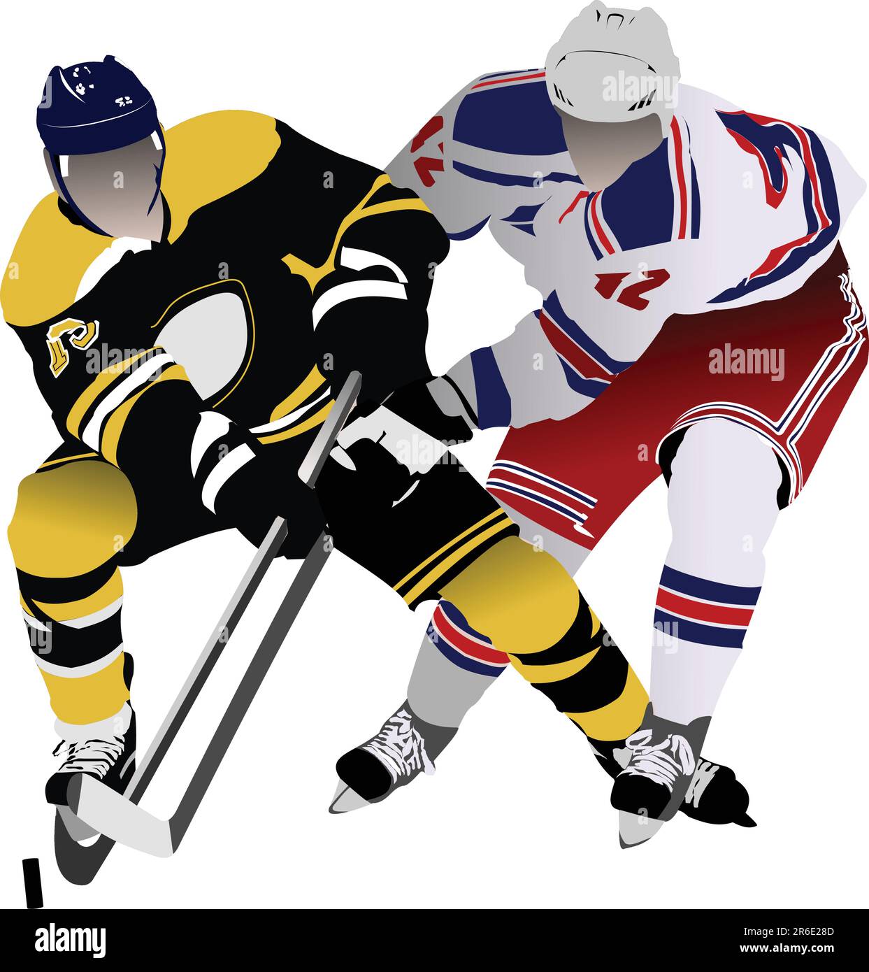 Giocatori di hockey su ghiaccio. Colorata illustrazione vettoriale per i progettisti Illustrazione Vettoriale