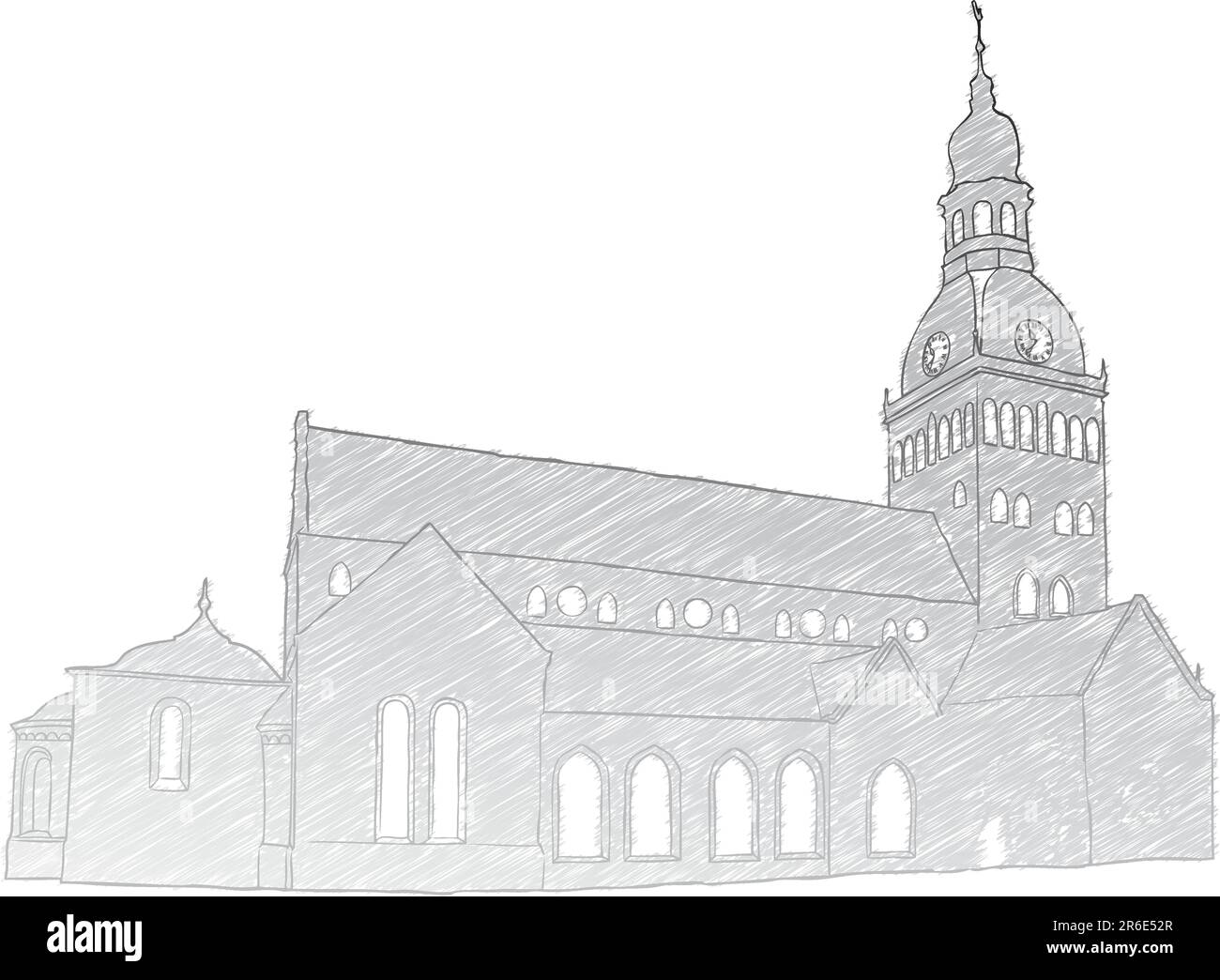 Mano bozzetto di Riga Chiesa Dome. Illustrazione Vettoriale Illustrazione Vettoriale