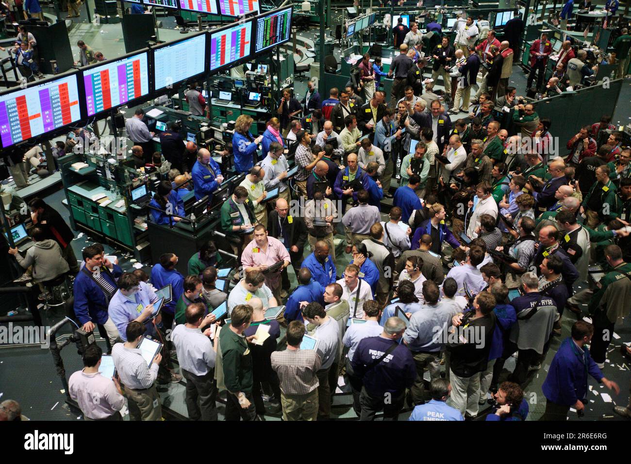 Vista sul trading floor per il petrolio Futures al New York Mercantile Exchange (NYMEX) Foto Stock