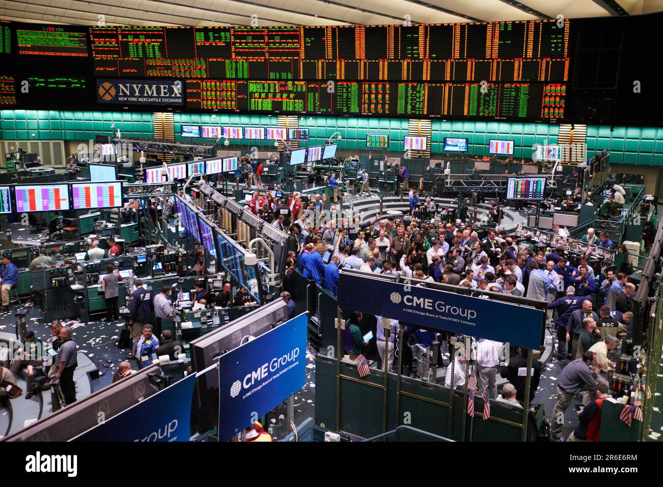 Vista sul trading floor al New York Mercantile Exchange (NYMEX) Foto Stock