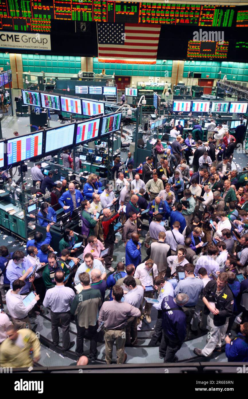 Vista sul trading floor per il petrolio Futures al New York Mercantile Exchange (NYMEX) Foto Stock