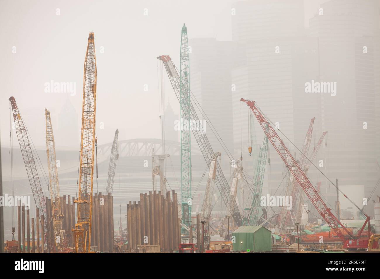 Un sito in costruzione a Hong Kong, Cina. Foto Stock