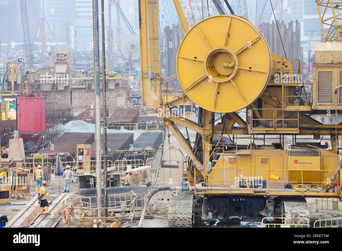 Un sito in costruzione a Hong Kong, Cina. Foto Stock