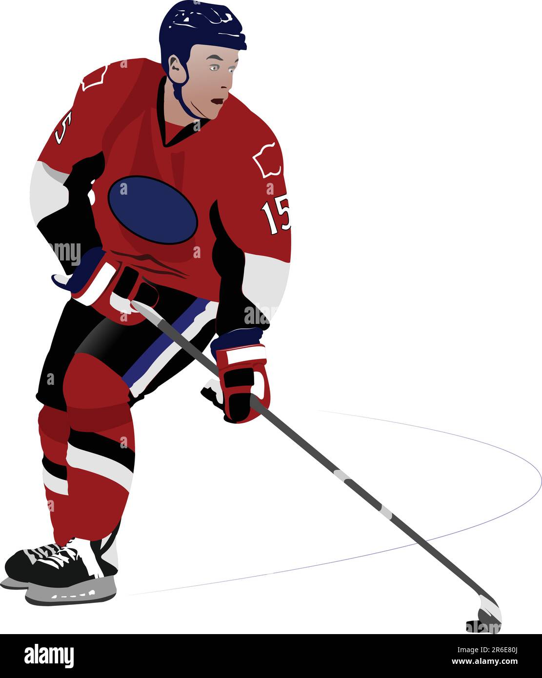 Hockey su ghiaccio giocatore. Colorata illustrazione vettoriale per i progettisti Illustrazione Vettoriale