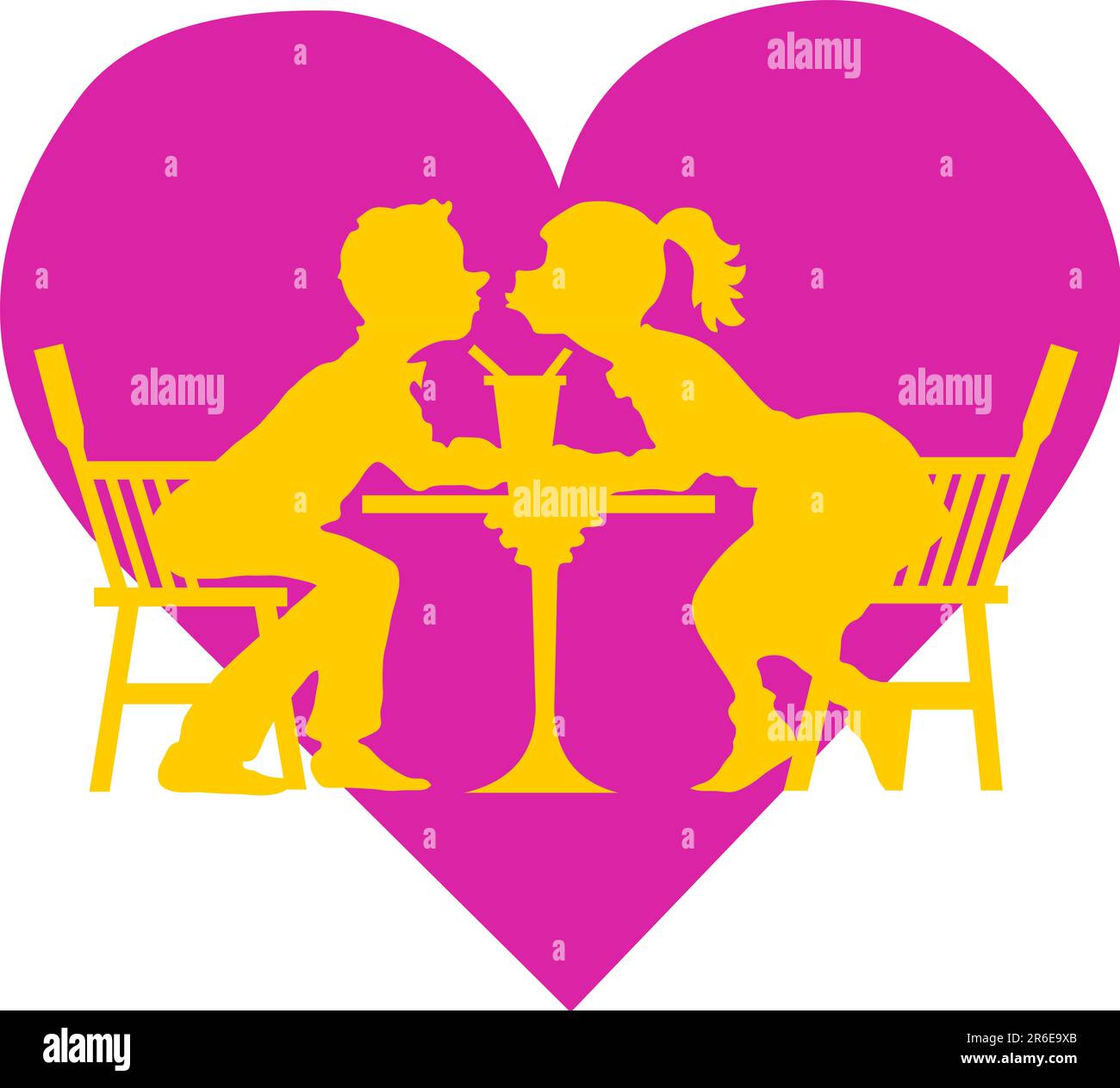 Due amanti in un pub, con un cuore rosa Illustrazione Vettoriale Due amanti in un pub, con un cuore rosa Illustrazione Vettoriale