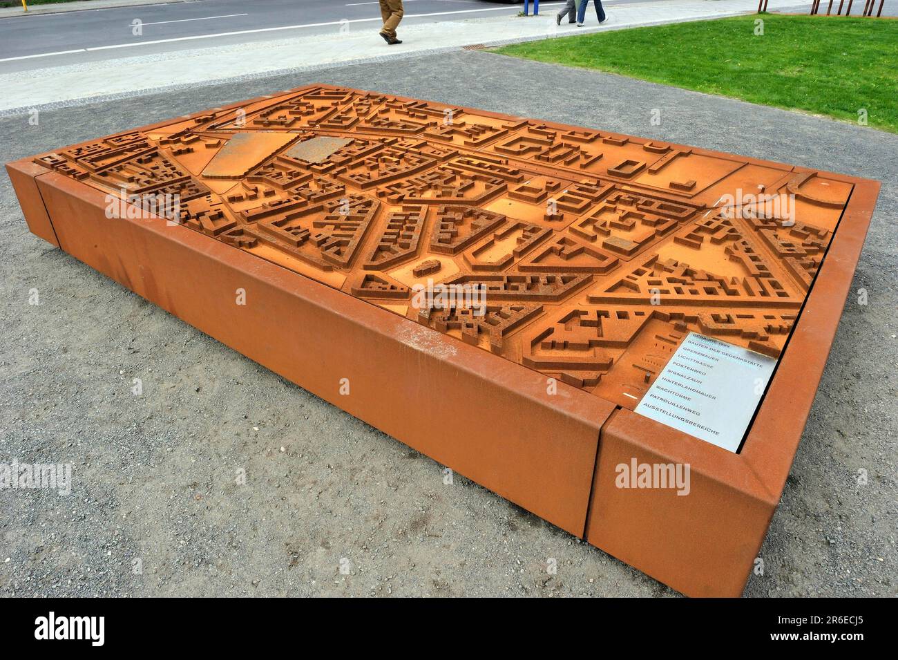 Mappa del muro di Berlino, "Memoriale del muro di Berlino", Bernauer Strasse, Berlino, Germania Foto Stock