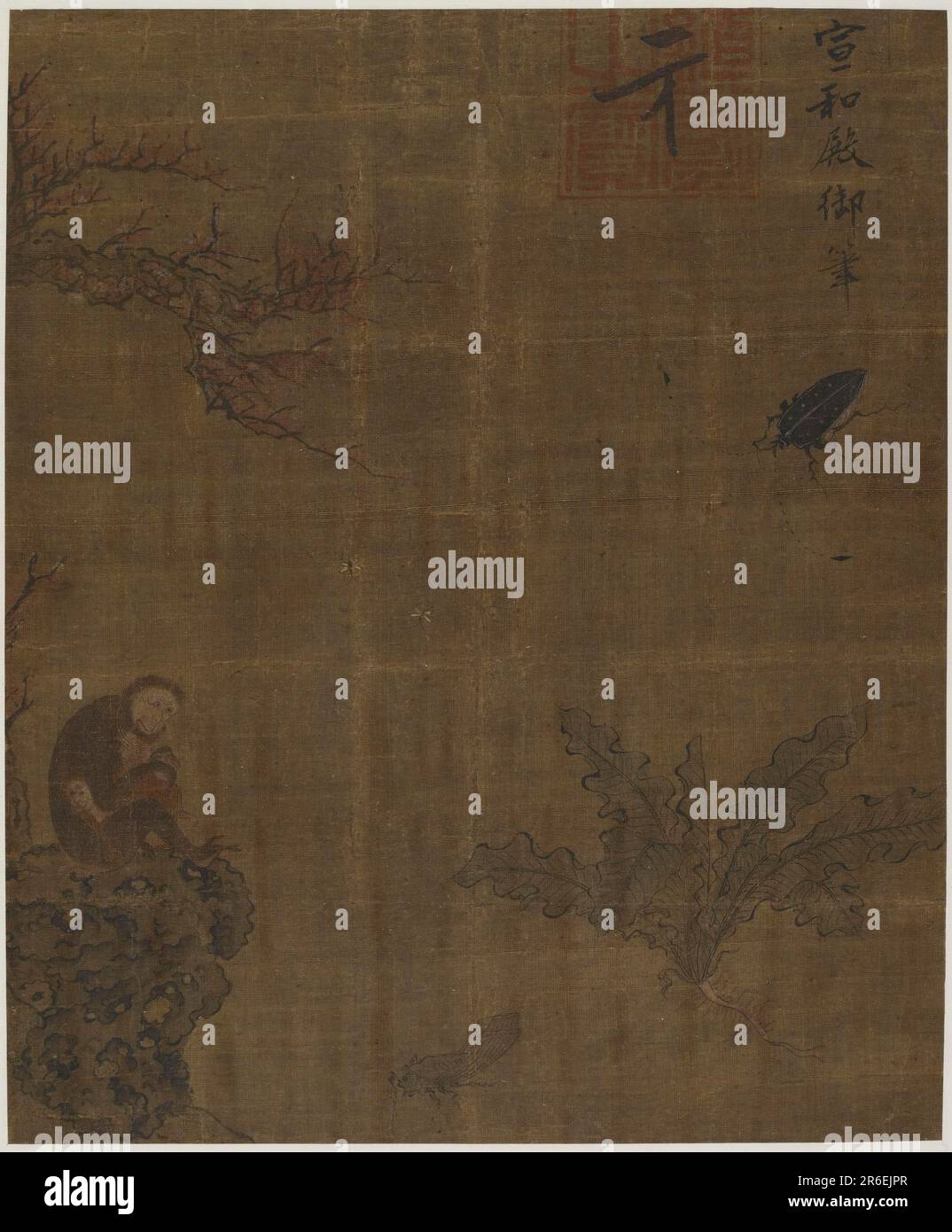 Scimmie, insetti, e cavolo. Origine: Cina. Data: 1368-1644. Periodo: Probabilmente dinastia Ming. Inchiostro e colore su seta. Museo: Freer Gallery of Art e Arthur M. Sackler Gallery. Foto Stock