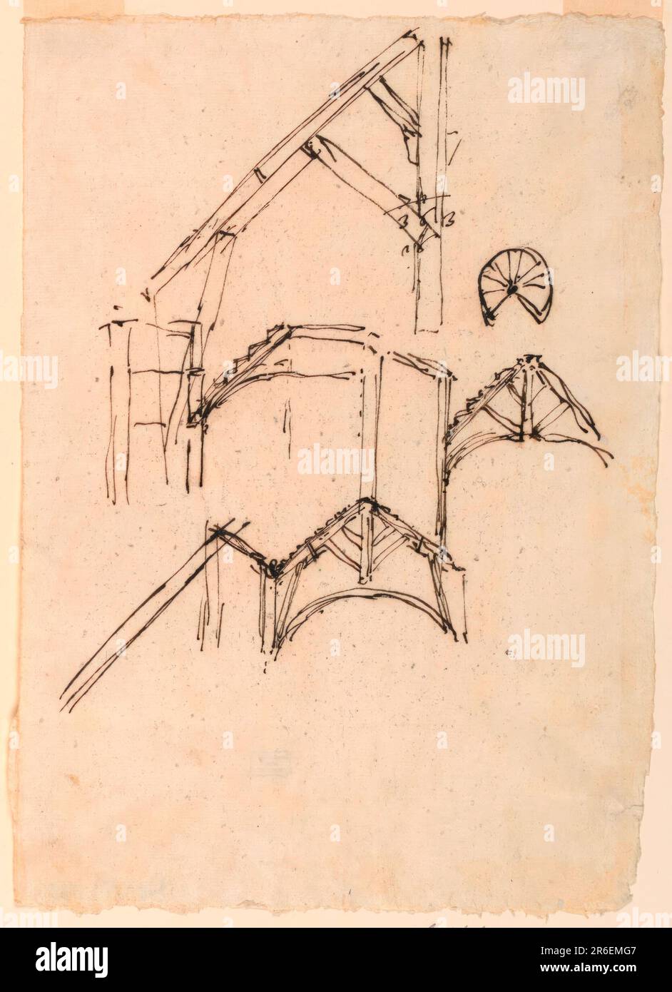 Alcune figure sono scritte su una parte del progetto, in alto a sinistra. Il piano si trova in alto a destra. Sul verso, angolo in alto a sinistra, è scritto '83'. Data: 1790-1820. Penna e inchiostro marrone su carta quasi bianca. Museo: Cooper Hewitt, Smithsonian Design Museum. Foto Stock