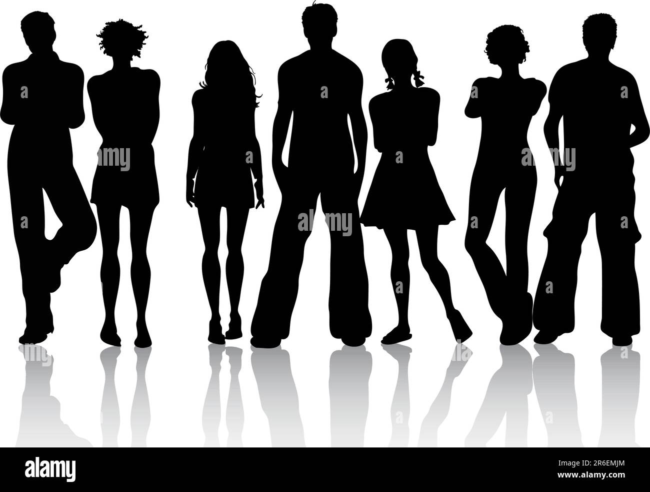 Silhouette di un gruppo di amici Illustrazione Vettoriale Silhouette di un gruppo di amici Illustrazione Vettoriale