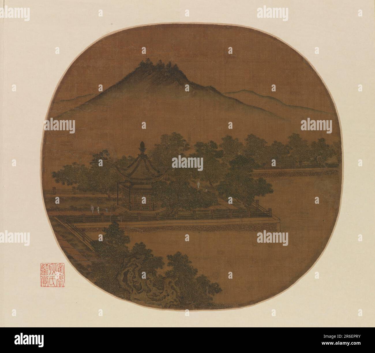 Passeggiando verso un gazebo sul lago. Origine: Cina. Data: 13th ° secolo. Inchiostro e colore su seta. Periodo: Dinastia Song Meridionale. Museo: Freer Gallery of Art e Arthur M. Sackler Gallery. Foto Stock