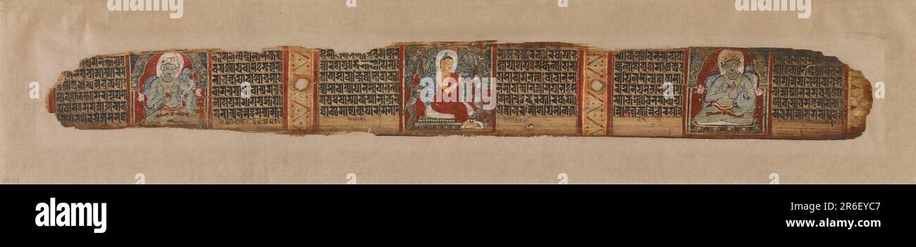 Il Buddha distribuisce il miele, proveniente da un manoscritto di Prajnaparamita. Data: 12th ° secolo. Acquerello opaco e inchiostro su foglia di palmo. Origine: Stato del Bengala Occidentale, India. Museo: Freer Gallery of Art e Arthur M. Sackler Gallery. Foto Stock