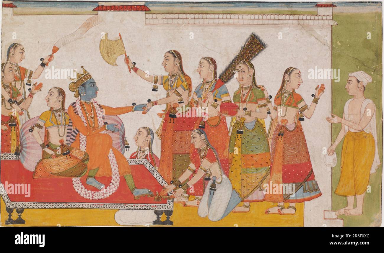 Krishna accogliente Sudama, da un Bhagavata Purna. Data: CA. 1700. Colore e oro su carta. Origine: Bilaspur, Himachal Pradesh stato, Punjab Hills, India. Museo: Freer Gallery of Art e Arthur M. Sackler Gallery. Foto Stock Krishna accogliente Sudama, da un Bhagavata Purna. Data: CA. 1700. Colore e oro su carta. Origine: Bilaspur, Himachal Pradesh stato, Punjab Hills, India. Museo: Freer Gallery of Art e Arthur M. Sackler Gallery. Foto Stock