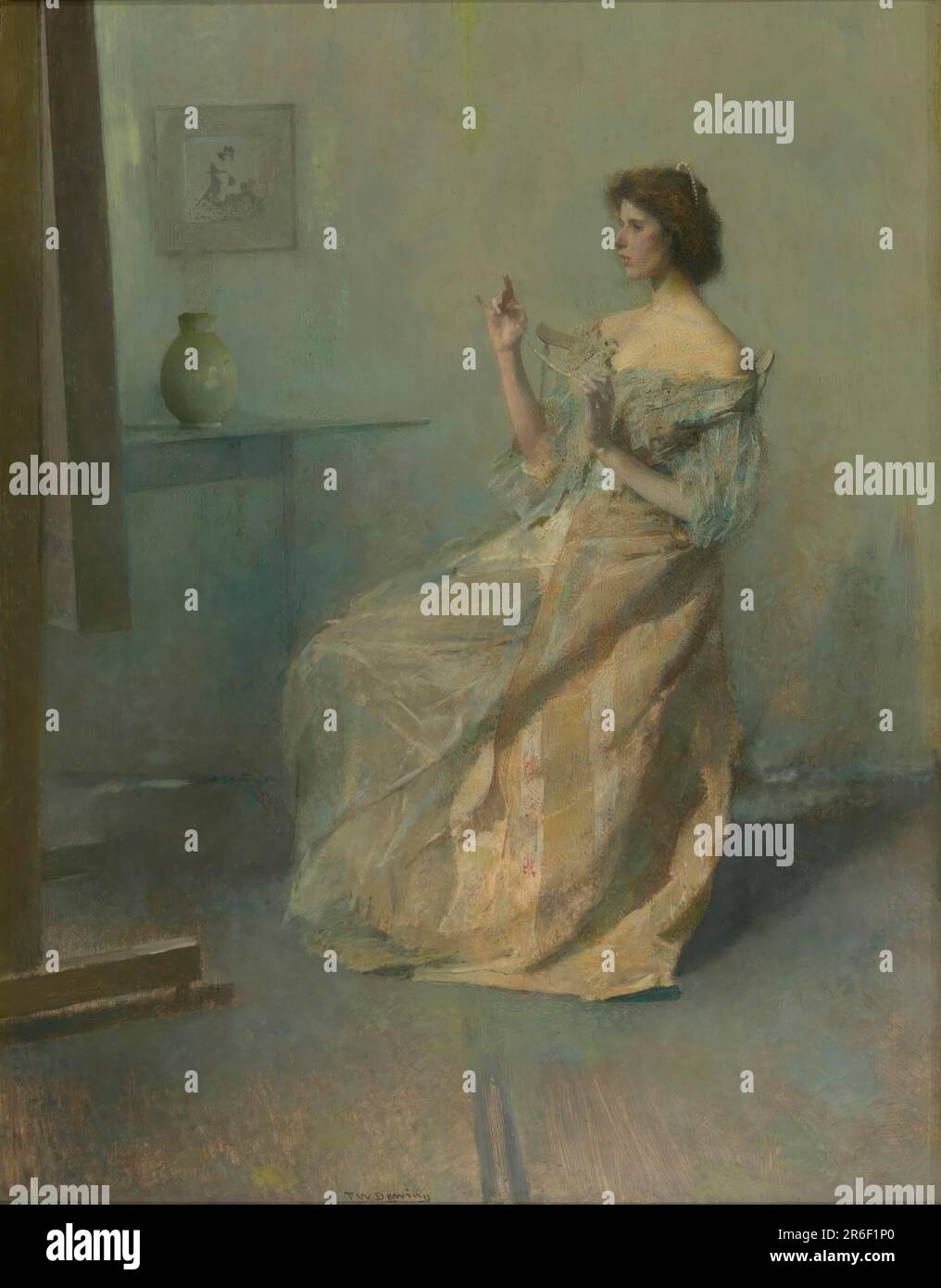 La collana. Data: CA. 1907. olio su legno. Museo: Smithsonian American Art Museum. Foto Stock