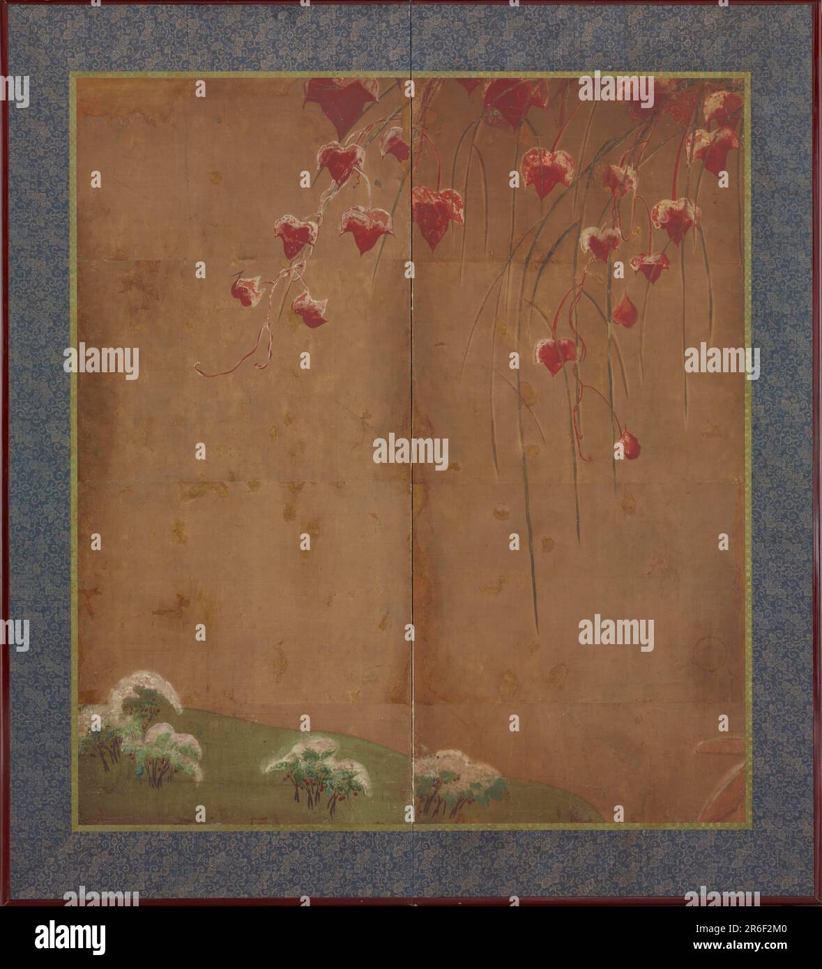 Vite autunnale, alberi lontani e neve. Origine: Giappone. Periodo: Periodo Edo. Data: 1615-1868. Colore su carta. Museo: Freer Gallery of Art e Arthur M. Sackler Gallery. Foto Stock
