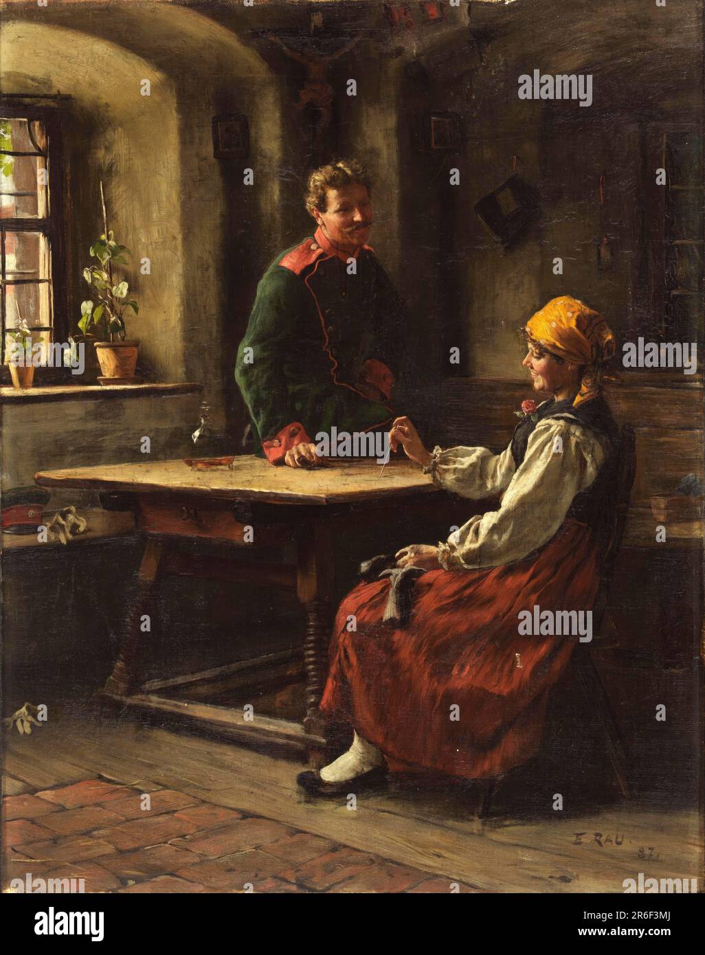 Ufficiale con Peasant. olio su tela. Data: 1887. Museo: Smithsonian American Art Museum. Foto Stock