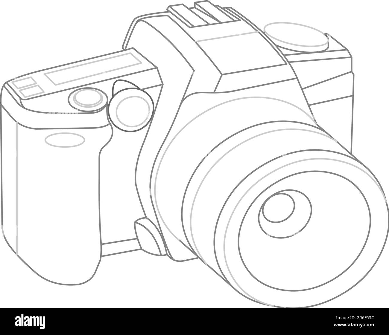 Modello vettoriale della fotocamera su sfondo bianco Illustrazione Vettoriale