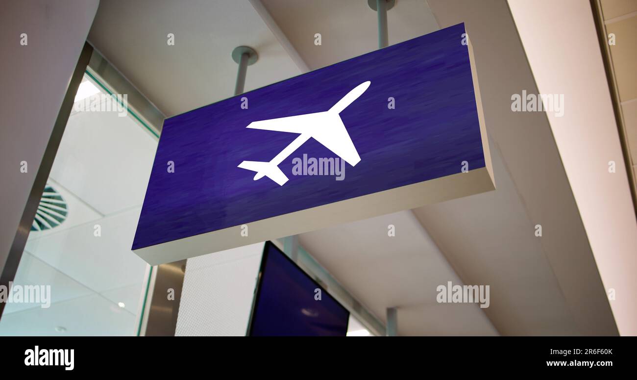 Cartello passeggeri volo di coincidenza per l'aeroporto. Informazioni sui viaggi d'affari Foto Stock