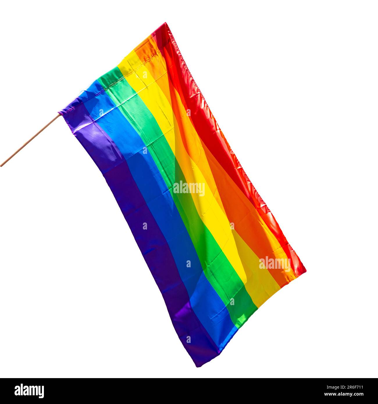 Bandiera arcobaleno gay su sfondo bianco Foto Stock