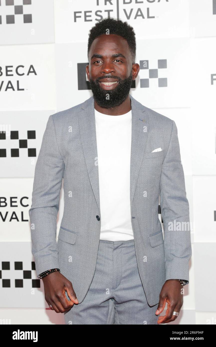 New York City. 7th giugno, 2023. The OKX Theater al BMCC, New York, USA, 07 giugno 2023 - Jimmy Akingbola partecipa a Kiss The Future alla Tribeca Film Festival Opening Night (documentario) il 7 2023 giugno a New York City. Credit: Giada Papini Rampelotto/EuropaNewswire/dpa/Alamy Live News Foto Stock