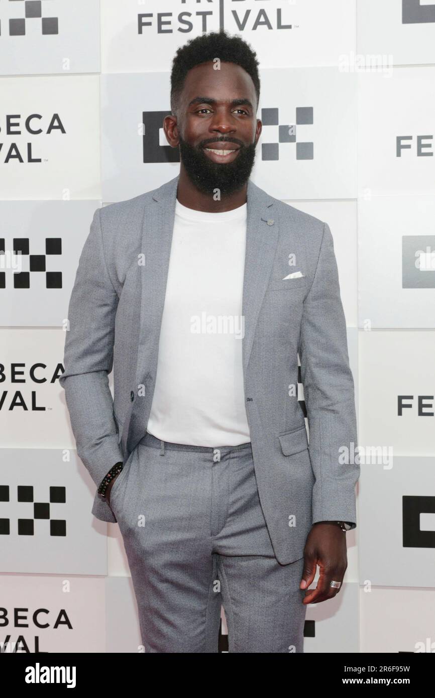 New York City. 7th giugno, 2023. The OKX Theater al BMCC, New York, USA, 07 giugno 2023 - Jimmy Akingbola partecipa a Kiss The Future alla Tribeca Film Festival Opening Night (documentario) il 7 2023 giugno a New York City. Credit: Giada Papini Rampelotto/EuropaNewswire/dpa/Alamy Live News Foto Stock