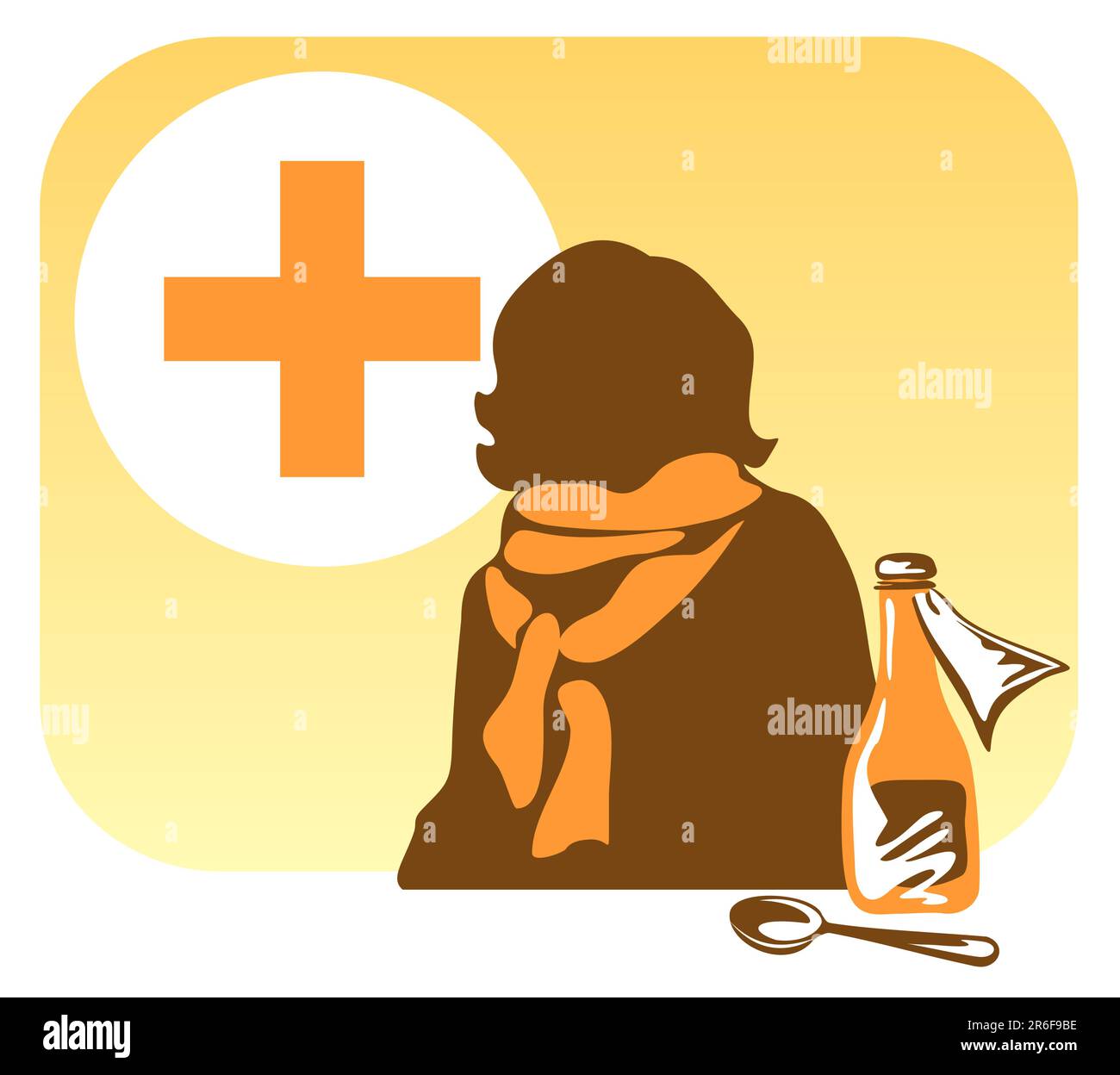 Persona stilizzata in sciarpa con impasto e cucchiaio su sfondo giallo Illustrazione Vettoriale