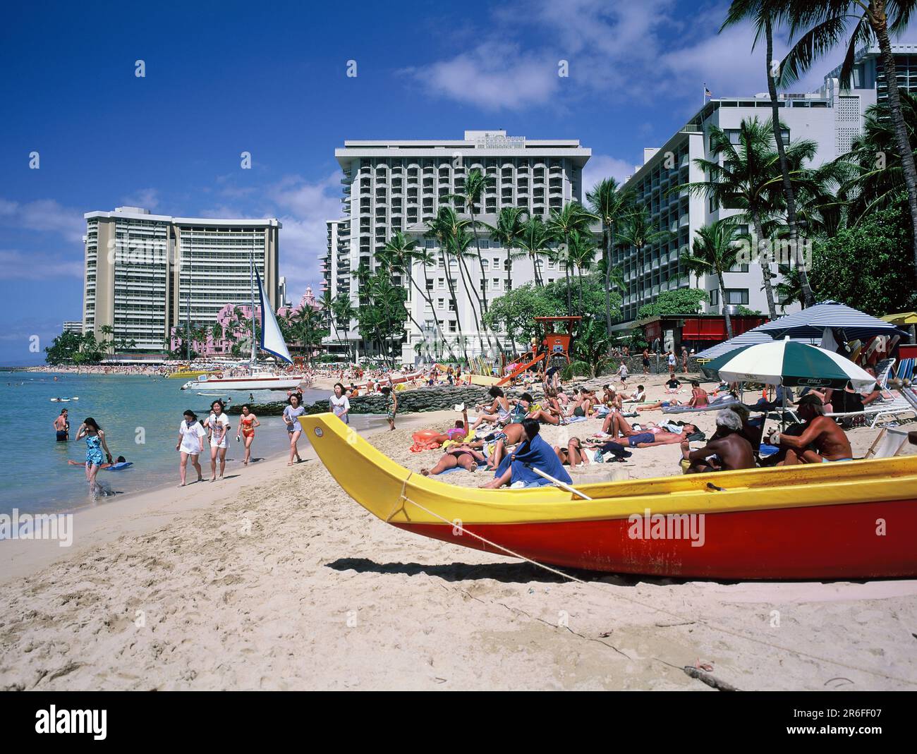 Stati Uniti. Hawaii. Honolulu. Waikiki Beach. Foto Stock