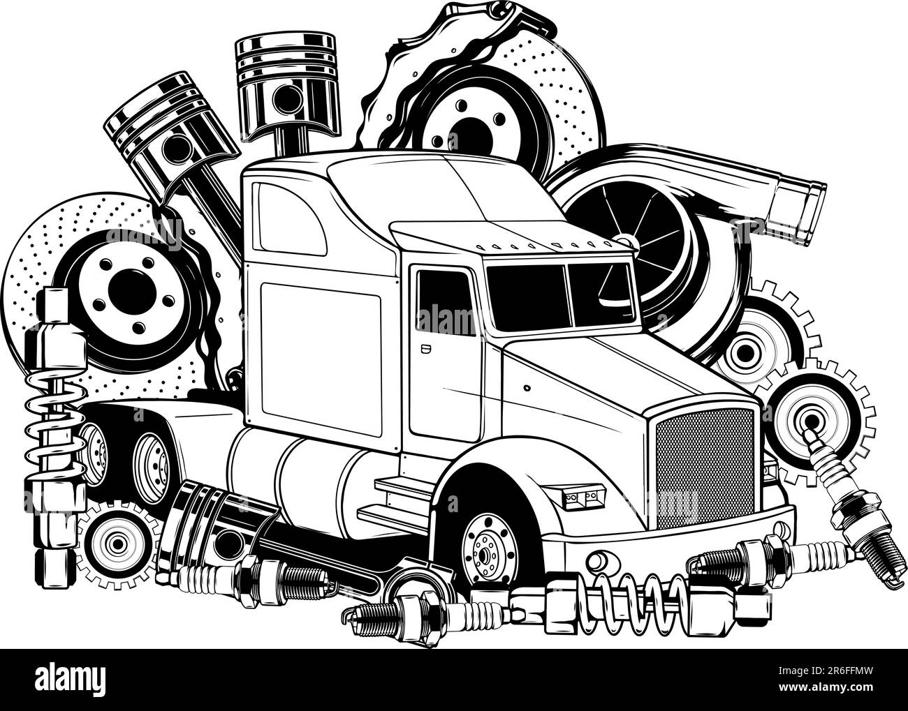 set monocromatico vector di un veicolo con rimorchio e carro attrezzi Illustrazione Vettoriale set monocromatico vector di un veicolo con rimorchio e carro attrezzi Illustrazione Vettoriale