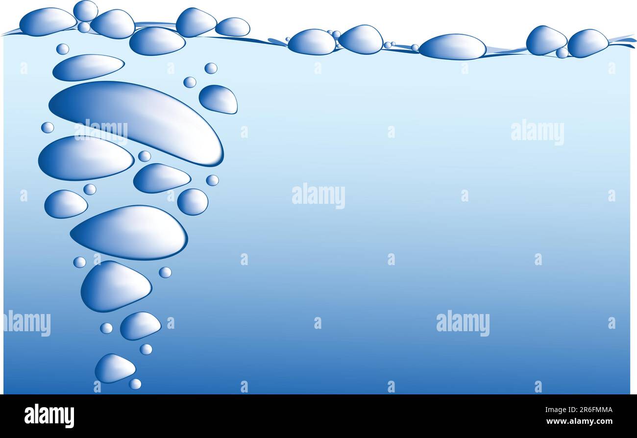 Acqua blu con bolle illustrazione vettoriale Illustrazione Vettoriale